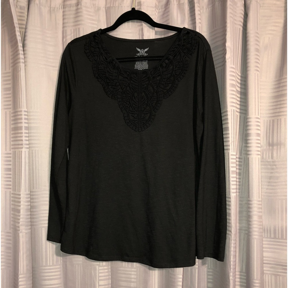 Black faded Glory top with embroidered neck 16-18